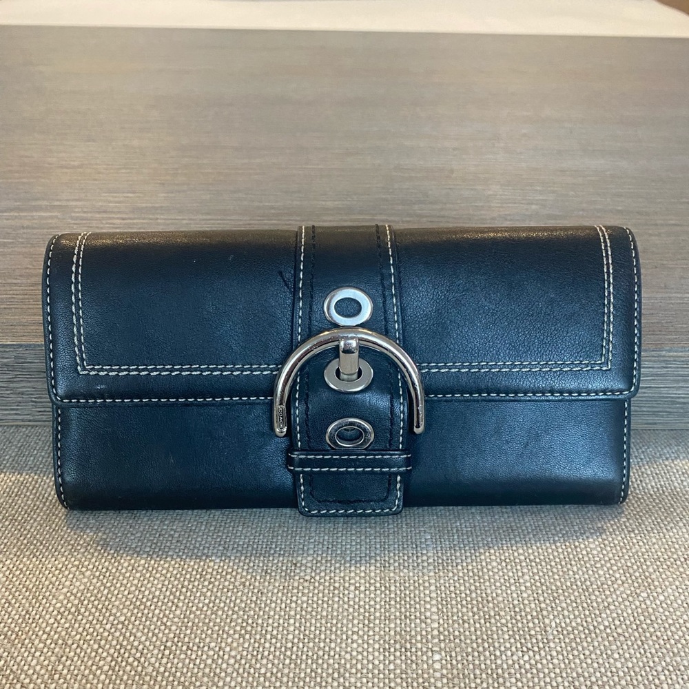 Coach Leather black Belt Wallet
